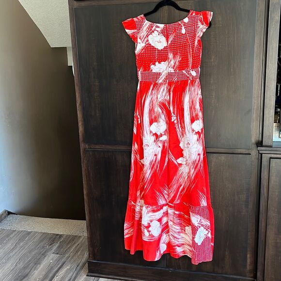 Vintage Mildred’s Of Hawaii Red Maxi Dress 70’s Size 6 - Picture 4 of 7